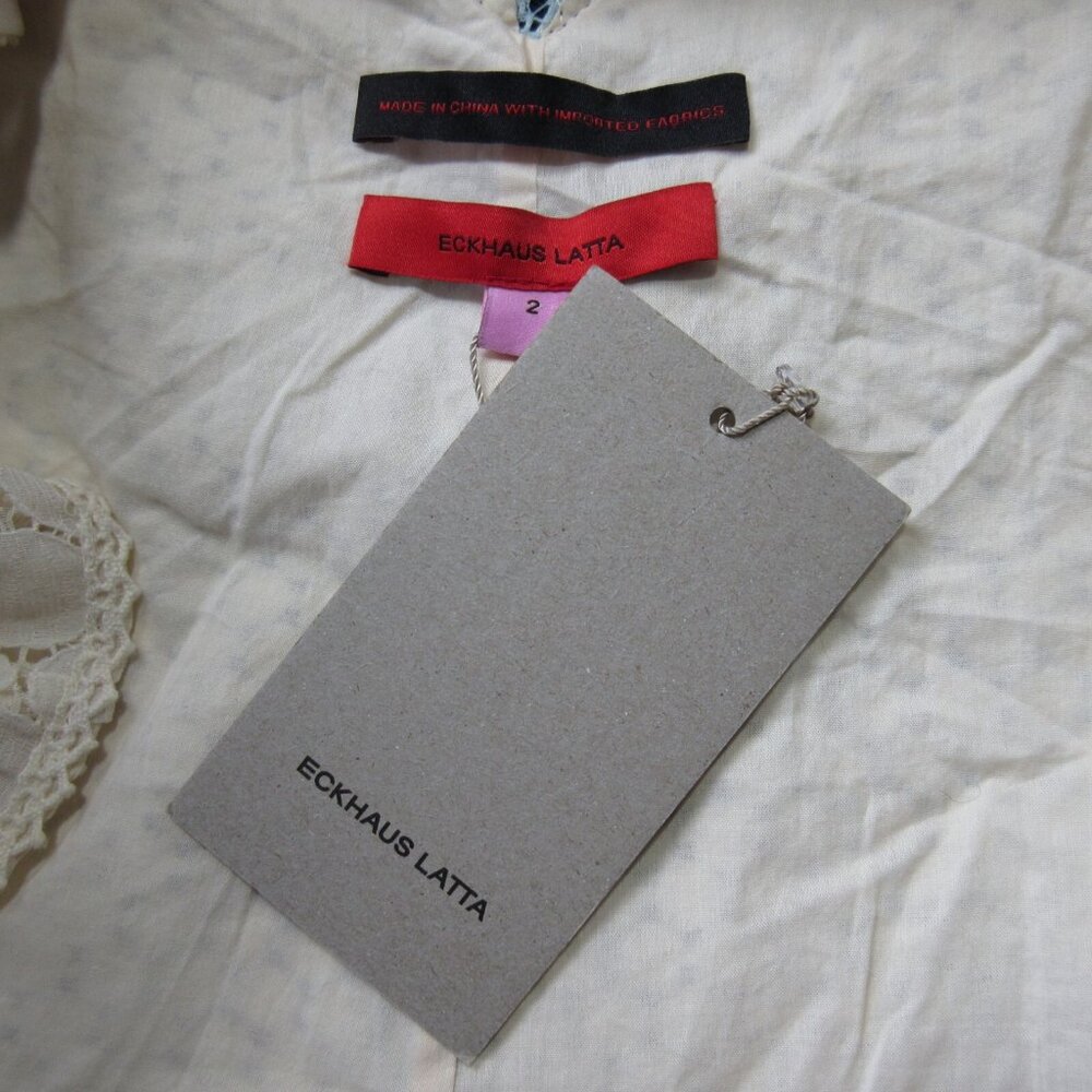 NWT Eckhaus Latta Dolly in Ecru Navy Lace A-line Mini Tank Dress 2 $625 - Picture 5 of 9